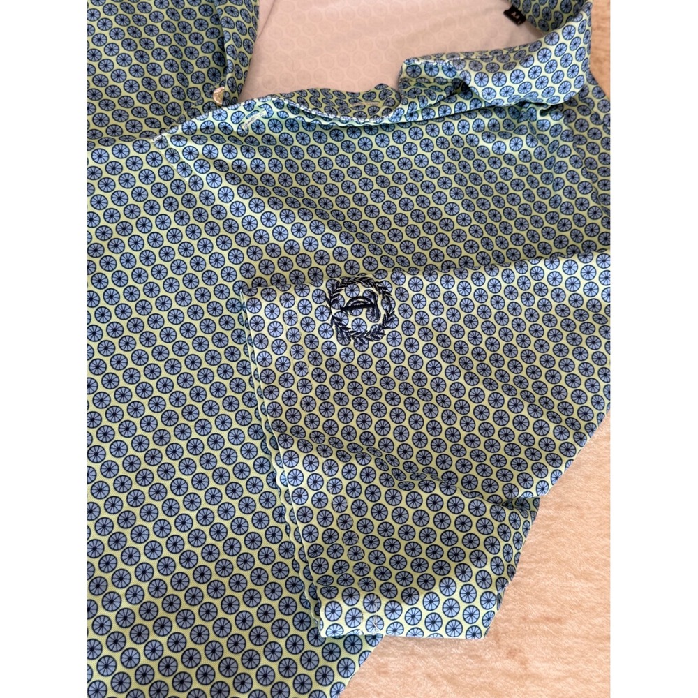 Turtleson Mens Performance Golf Polo Shirt Blue Green Geometric Print Size M - Picture 5 of 9